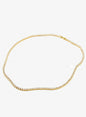Delicate 18K gold-plated crystal choker necklace with fold-over clasp, displayed in gold finish on neutral background.
