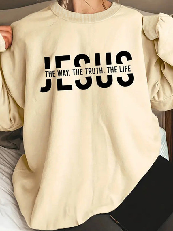 Unapologetic Jesus Letter Print Sweatshirt - 'The Way, The Truth, The Life'
