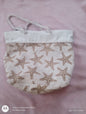 Tele Designs Beige Starfish Tote Bag with Rope Handles